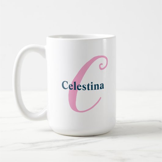 Gepersonaliseerde roze monogram letter C Aangepast Koffiemok (Links)