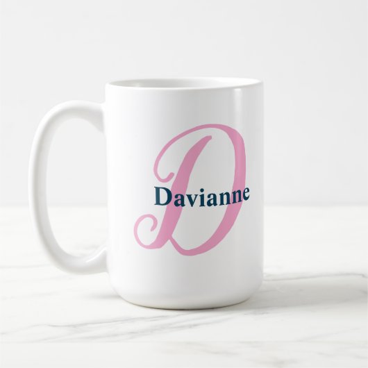 Gepersonaliseerde Roze Monogram Letter D & aangepa Koffiemok (Links)