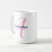 Gepersonaliseerde Roze Monogram Letter Een aangepa Koffiemok (Voorkant links)