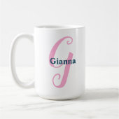 Gepersonaliseerde roze monogram letter G Aangepast Koffiemok (Links)