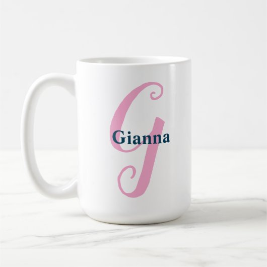 Gepersonaliseerde roze monogram letter G Aangepast Koffiemok (Links)