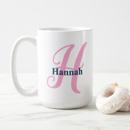 Gepersonaliseerde roze monogram letter H Aangepast Koffiemok