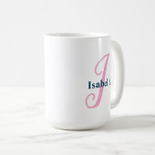 Gepersonaliseerde Roze Monogram Letter I Aangepast Koffiemok (Voorkant rechts)