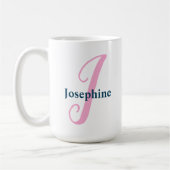 Gepersonaliseerde roze monogram letter J Aangepast Koffiemok (Links)