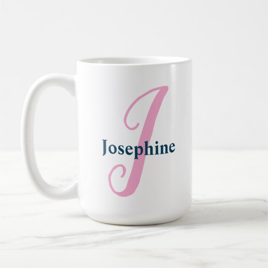 Gepersonaliseerde roze monogram letter J Aangepast Koffiemok (Links)