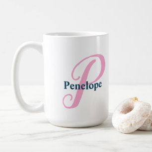 Gepersonaliseerde Roze Monogram Letter P Aangepast Koffiemok