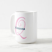 Gepersonaliseerde Roze Monogram Letter Q Aangepast Koffiemok (Voorkant links)