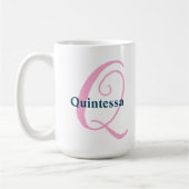 Gepersonaliseerde Roze Monogram Letter Q Aangepast Koffiemok (Links)