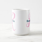 Gepersonaliseerde Roze Monogram Letter R Aangepast Koffiemok (Center)