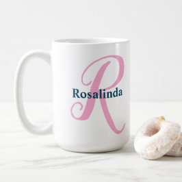 Gepersonaliseerde Roze Monogram Letter R Aangepast Koffiemok