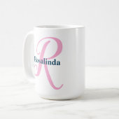 Gepersonaliseerde Roze Monogram Letter R Aangepast Koffiemok (Voorkant links)