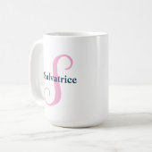 Gepersonaliseerde Roze Monogram Letter S Aangepast Koffiemok (Voorkant links)