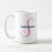 Gepersonaliseerde Roze Monogram Letter S Aangepast Koffiemok (Links)