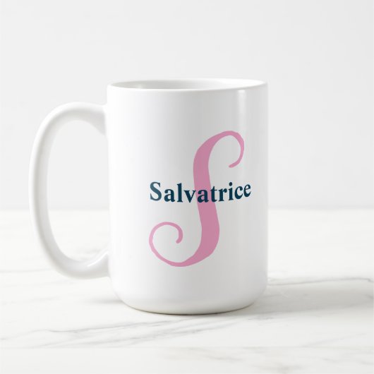 Gepersonaliseerde Roze Monogram Letter S Aangepast Koffiemok (Links)