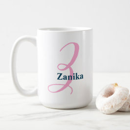 Gepersonaliseerde Roze Monogram Letter Z Aangepast Koffiemok