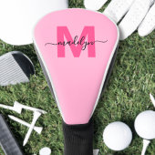 Gepersonaliseerde roze monogram naam golfheadcover