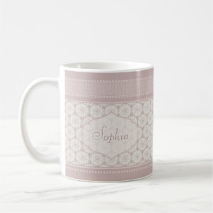 Gepersonaliseerde roze monogram naam koffie mok