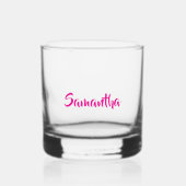 Gepersonaliseerde roze monogram naam whisky glas (Voorkant)