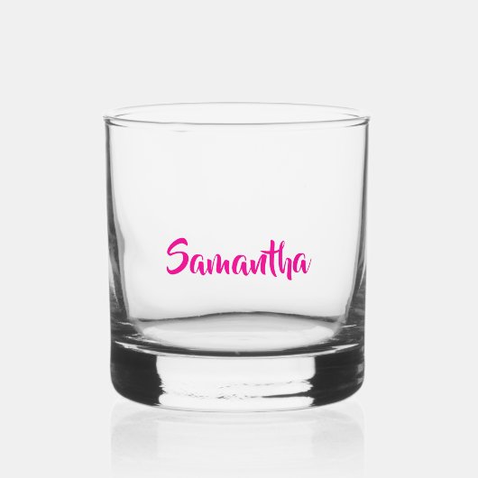 Gepersonaliseerde roze monogram naam whisky glas (Voorkant)