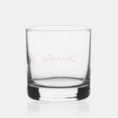 Gepersonaliseerde roze monogram naam whisky glas (Achterkant)