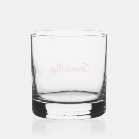 Gepersonaliseerde roze monogram naam whisky glas (Achterkant)