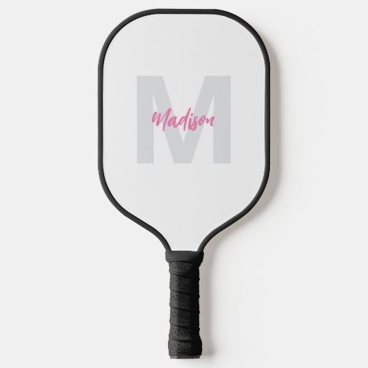 Gepersonaliseerde roze monogram vrouwen pickleball paddle (Voorkant)