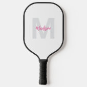 Gepersonaliseerde roze monogram vrouwen pickleball paddle (Achterkant)