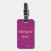 Gepersonaliseerde roze mousserende glitter bagagelabel (Voorkant verticaal)