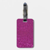 Gepersonaliseerde roze mousserende glitter bagagelabel (Achterkant verticaal)