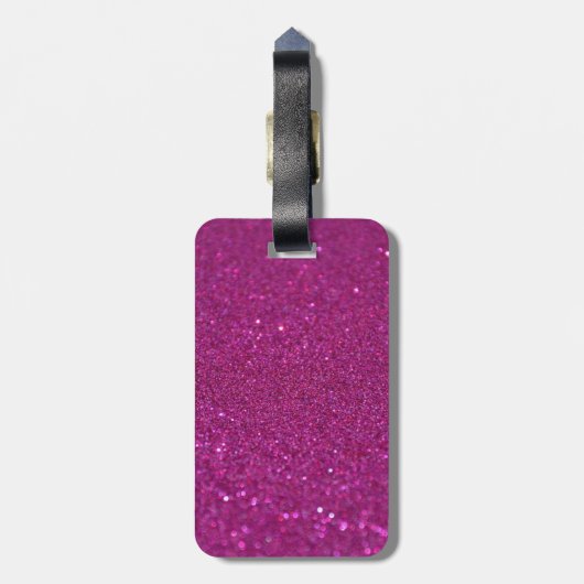 Gepersonaliseerde roze mousserende glitter bagagelabel (Achterkant verticaal)
