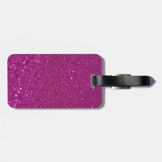Gepersonaliseerde roze mousserende glitter bagagelabel (Achterkant horizontaal)