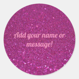 Gepersonaliseerde roze mousserende glitter ronde sticker
