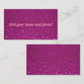 Gepersonaliseerde roze mousserende glitter visitekaartje (Voorkant / Achterkant)