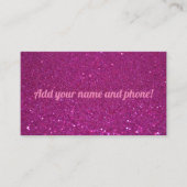 Gepersonaliseerde roze mousserende glitter visitekaartje (Voorkant)