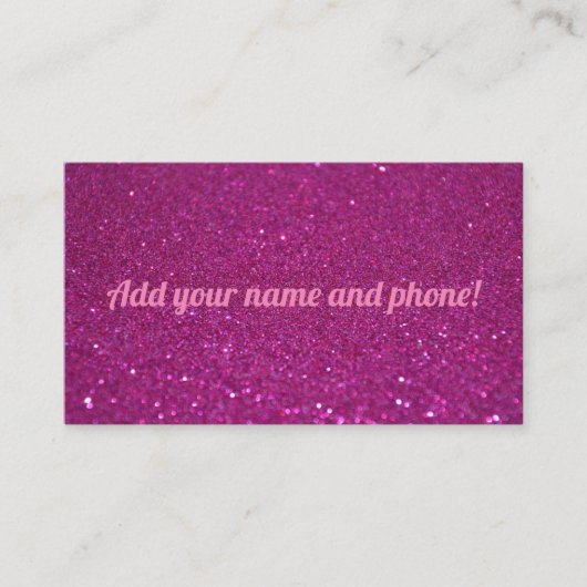 Gepersonaliseerde roze mousserende glitter visitekaartje (Voorkant)