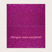 Gepersonaliseerde roze mousserende glitter visitekaartje (Buitenkant ongevouwen)