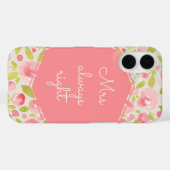 Gepersonaliseerde roze Mrs altijd rechts bloemmoti Case-Mate iPhone Case (Achterkant (horizontaal))
