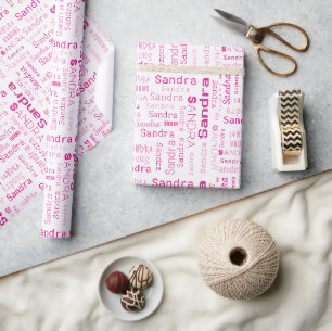 Gepersonaliseerde roze naam Gift Wrapping Paper Cadeaupapier