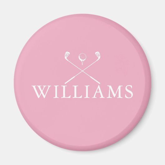 Gepersonaliseerde roze naam golfclubs magneet (Voorkant)