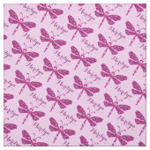 Gepersonaliseerde roze naam libel gestileerd patro stof (Swatch)