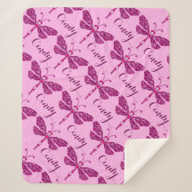 Gepersonaliseerde roze naam libel patroon deken