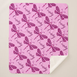 Gepersonaliseerde roze naam libel patroon deken