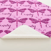 Gepersonaliseerde roze naam libel patroon deken (3/4)