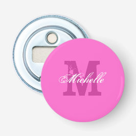 Gepersonaliseerde roze naam magnetische bierflesop button flesopener
