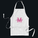 Gepersonaliseerde roze naam monogram pron voor vro standaard schort<br><div class="desc">Persoonlijke naam monogram pron | Ophete roze. Elegant monogrammed BBQ/keukenplatform voor mannen,  vrouwen en kinderen. Stijlvolle initiaal voor scripttypografie. Geparaplameerde barbecues / bakpijpen in khaki beige / standaard wit en geel. Lange en korte versie. Maak er een voor moeder,  moeder,  vrouw,  tante,  oma,  dochter,  vriendin,  enz.</div>