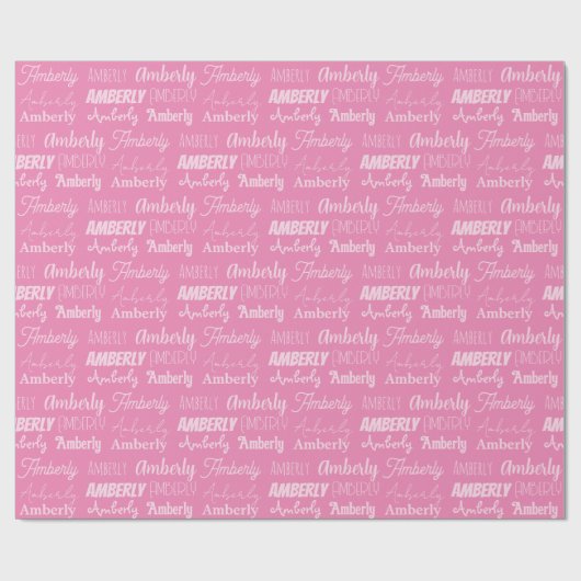 Gepersonaliseerde Roze Naam Schattigee Fonts Colla Cadeaupapier (Vlak)