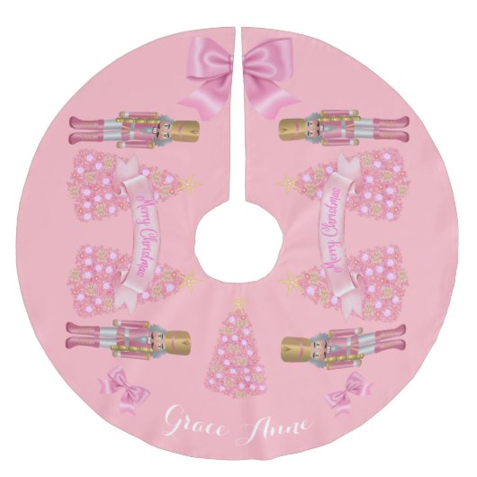 Gepersonaliseerde roze Notenkraker Kerstboom rok (Voorkant)