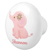 Gepersonaliseerde Roze Oerwoud Dier Olifant Kweker Keramische Knop (Rechts)