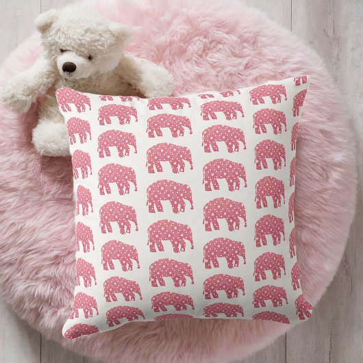 Gepersonaliseerde roze olifant Baby Kussen