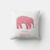 Gepersonaliseerde roze olifant Baby Kussen (Voorkant)